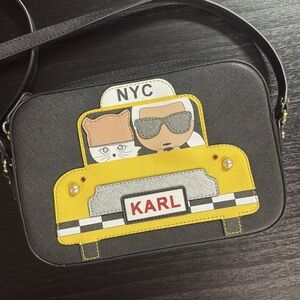 Karl Lagerfeld Black and Yellow Taxi Crossbody Bag